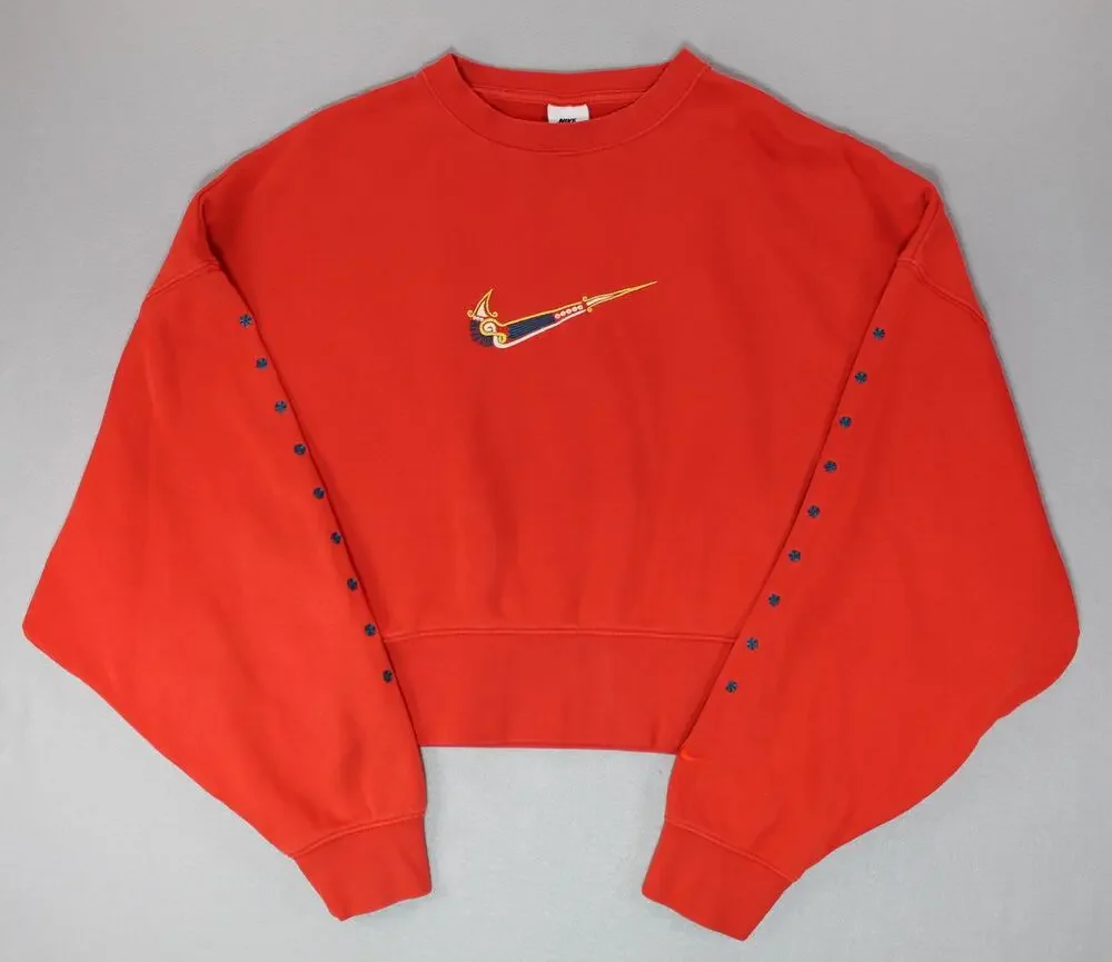 Nike Dia de Muertos Sweatshirt Womens Medium Red Embroidered Pheonix Fleece